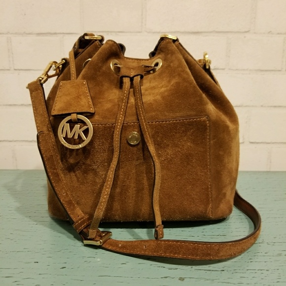michael kors suede bucket bag
